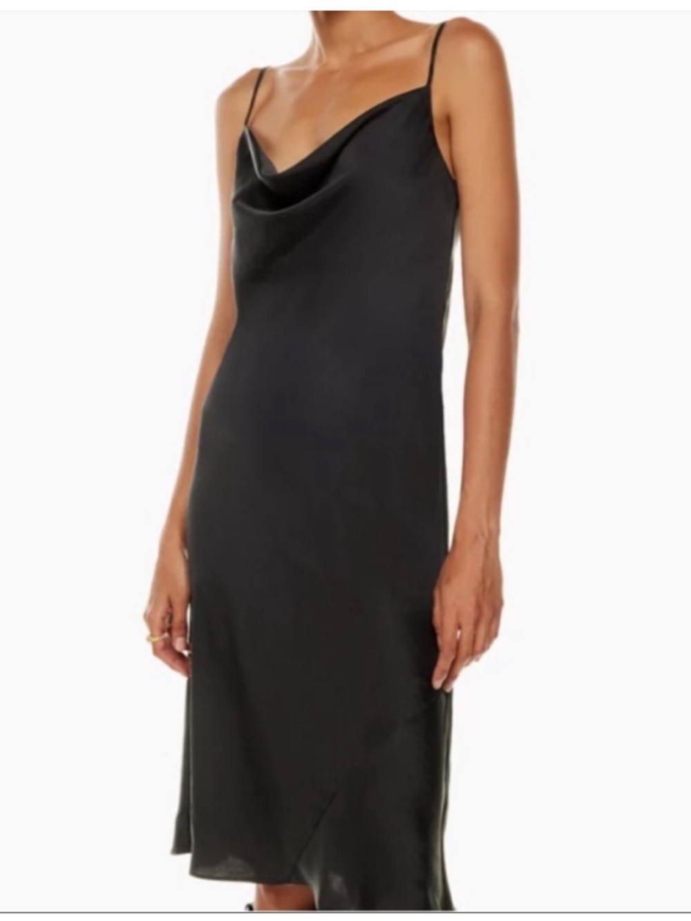 RICKIS satin black midi slip dress NWT Crepette Fabric